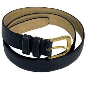 Navy Blue Full Grain Cowhide Leather Belt with Brass Buckle Size 32